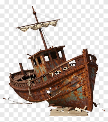Rusty Shipwrecked Boat PNG