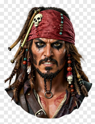 Pirate Character With Bandana And Beads PNG