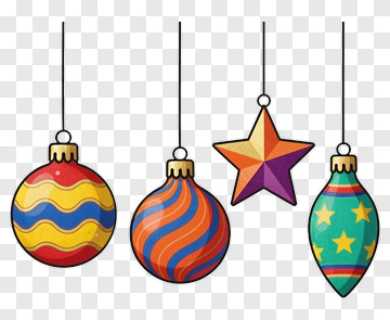 Colorful Christmas Ornaments PNG