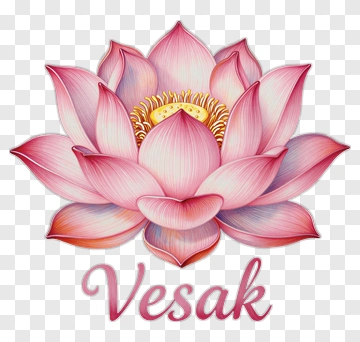 Pink Lotus Flower With Vesak Text PNG