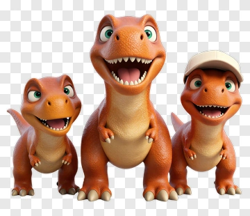 Cartoon Dinosaur Family Smiling Together PNG