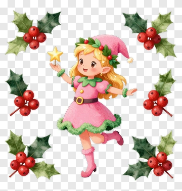 Cartoon Christmas Fairy Holding A Star PNG