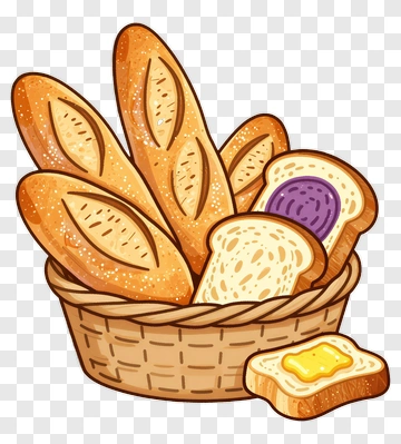 Basket Of Bread With Slices PNG