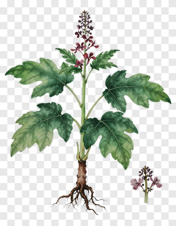 Illustration Of A Plant With Leaves And Flowers PNG