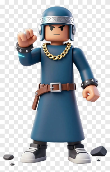 3D Character In Blue Robe With Chain And Hat PNG