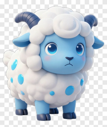 Cartoon Blue Sheep Character PNG