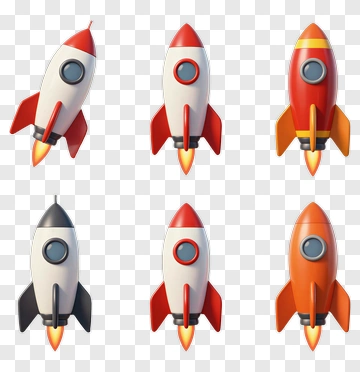 Colorful Cartoon Rockets PNG