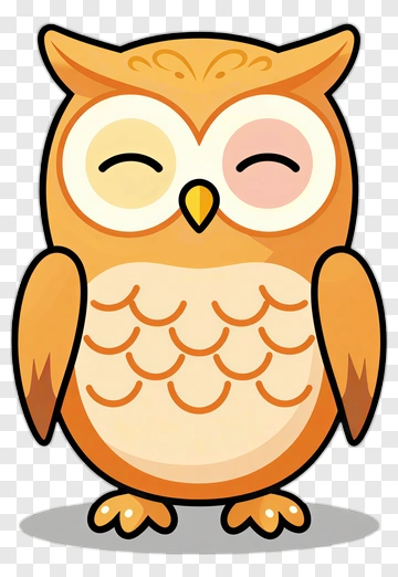 Cartoon Owl With A Happy Expression PNG