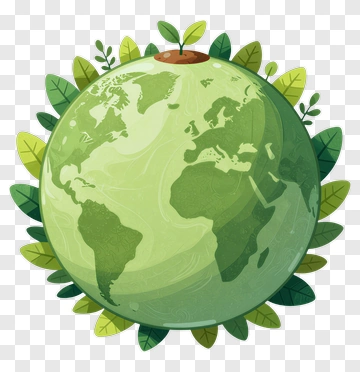 Green Earth With Growing Plant And Leaves PNG