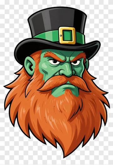 Cartoon Leprechaun With A Green Top Hat PNG