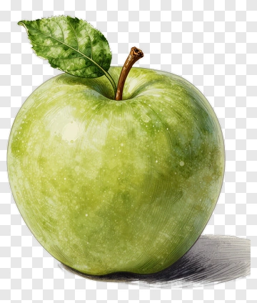 Green Apple With Leaf PNG