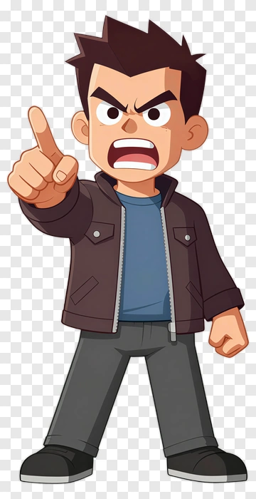Cartoon Boy Pointing And Yelling PNG