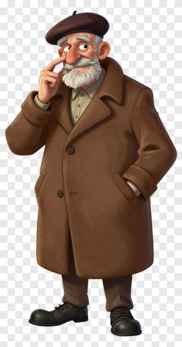 Cartoon Man In A Brown Coat PNG