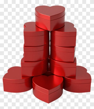 Stack Of Red Heart-Shaped Gift Boxes PNG
