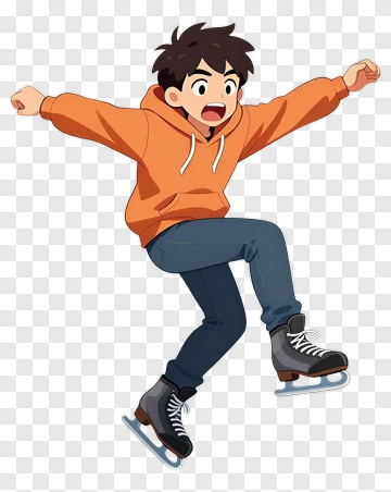 Cartoon Boy Ice Skating PNG