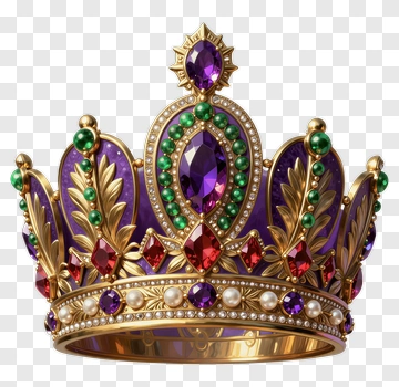 Royal Crown With Purple And Green Jewels PNG