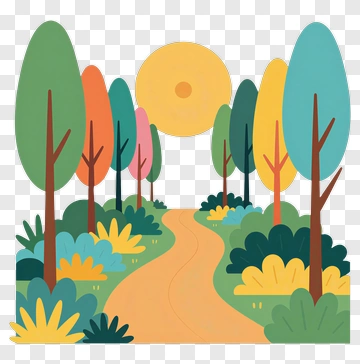Colorful Forest Pathway PNG