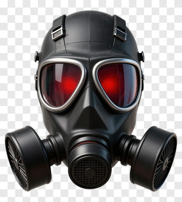 3D Gas Mask With Red Lenses PNG