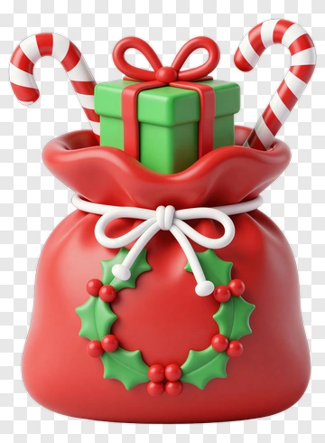 Christmas Gift Bag With Candy Canes PNG