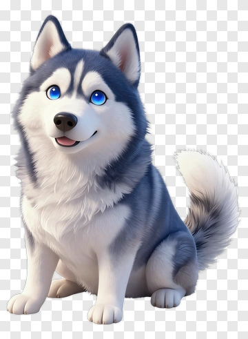 Cartoon Siberian Husky Sitting PNG