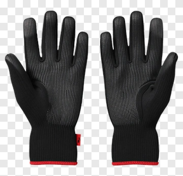 Black Work Gloves With Red Accents PNG