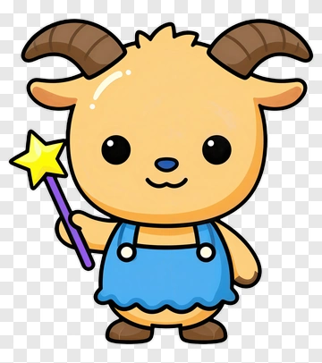 Cartoon Goat Holding A Magic Wand PNG