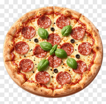 Pepperoni Pizza With Fresh Basil PNG
