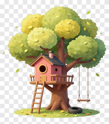 Colorful Treehouse In A Tree PNG