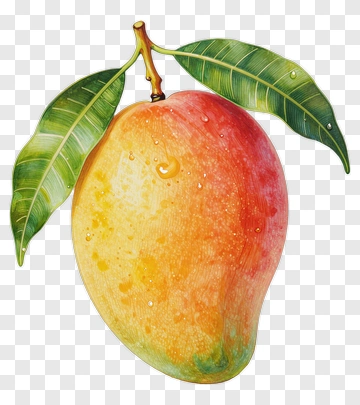 Ripe Mango With Green Leaves PNG
