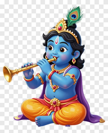Cartoon Krishna Playing Flute PNG