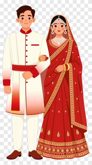 Couple In Traditional Indian Wedding Attire PNG