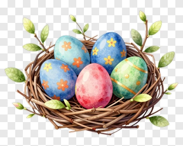 Colorful Easter Eggs In A Nest PNG