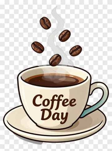 Coffee Cup With Coffee Beans And Steam PNG
