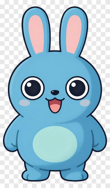Cartoon Blue Bunny With Big Eyes PNG