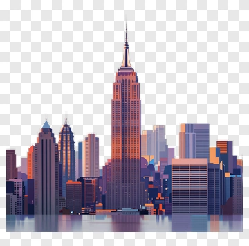 Empire State Building In A City Skyline PNG