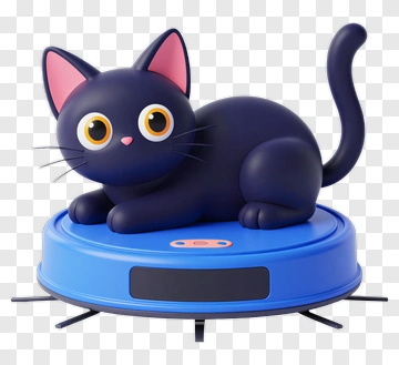Cartoon Cat On A Robotic Vacuum PNG