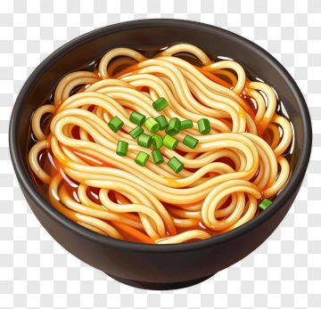 Bowl Of Noodles With Green Onions PNG