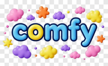 Colorful Comfy Text With Clouds PNG