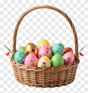 Colorful Easter Egg Basket PNG