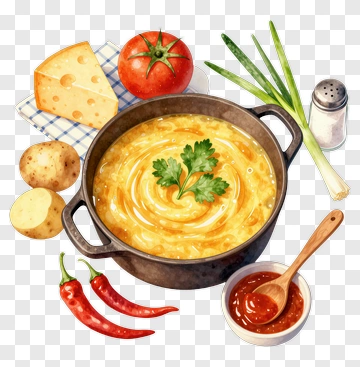 Delicious Soup With Ingredients PNG