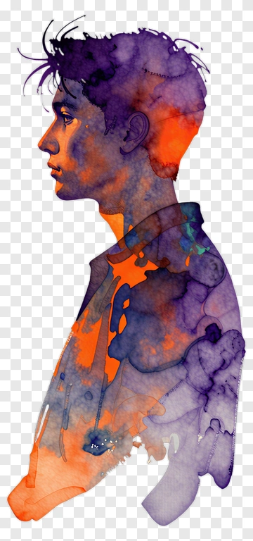 Watercolor Portrait Of A Young Man PNG
