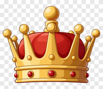 Cartoon Crown With Red Velvet And Gold Accents PNG