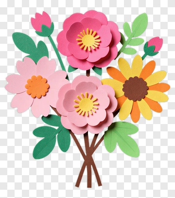 Colorful Paper Flower Bouquet PNG