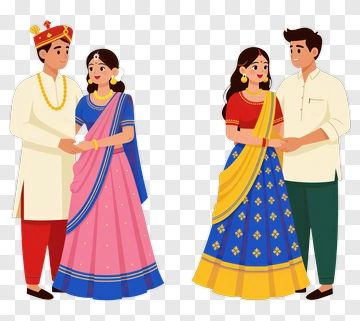 Couple In Traditional Indian Attire PNG
