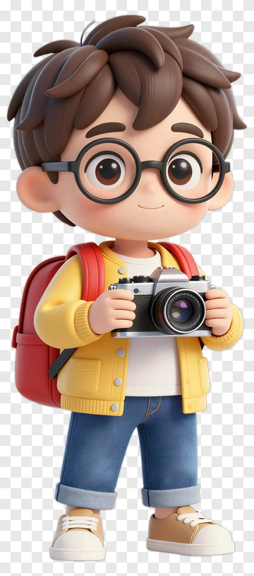 Cartoon Boy Holding A Camera PNG