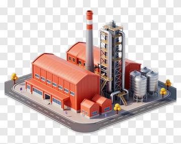 3D Industrial Factory Building PNG