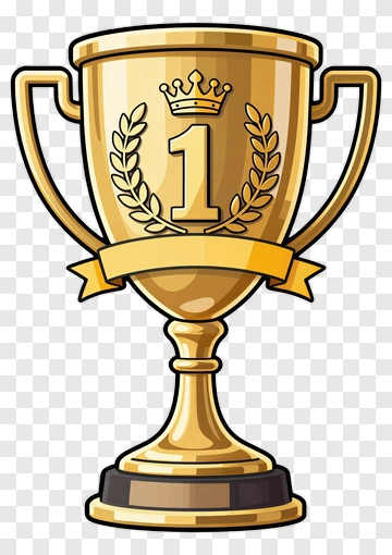 Gold Trophy With Number One And Laurel Wreath PNG
