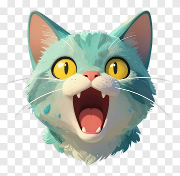 Cartoon Cat With Open Mouth PNG