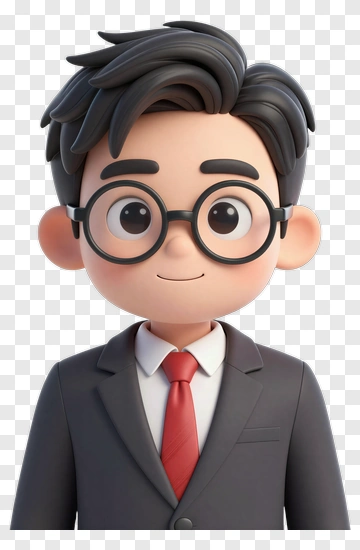 Cartoon Businessman With Glasses PNG