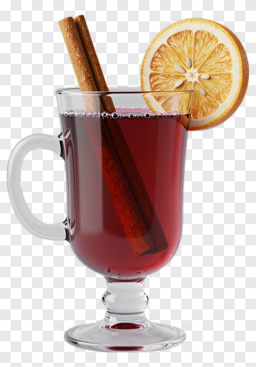 Hot Beverage With Cinnamon And Lemon Slice PNG